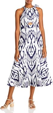 Ikat Print Keyhole Cutout Midi Dress