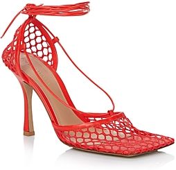 Stretch Mesh Ankle Tie Sandals