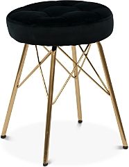 Monica Black Velvet Button Tufted Stool