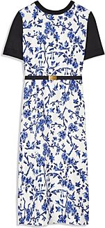 Greer Floral Print Belted Midi Dress