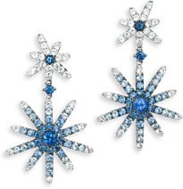 Blue & White Sapphire Star Drop Earrings in 14K White Gold - 100% Exclusive