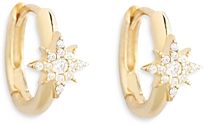 Cubic Zirconia Starburst Huggie Hoop Earrings in 18K Gold Plating - 100% Exclusive