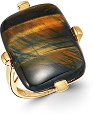 Blue Tiger Eye Statement Ring in 14K Yellow Gold - 100% Exclusive