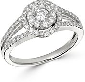 Cluster Diamond Split Shank Ring in 14K White Gold, 0.75 ct. t.w. - 100% Exclusive