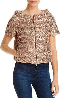 Sequined Short-Sleeve Down Jacket
