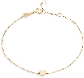 14K Yellow Gold Puffy Heart Chain Bracelet