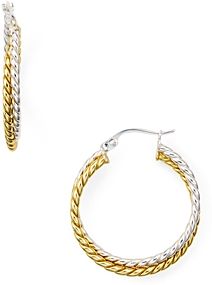 Double Textured Hoop Earrings in 18K Gold-Plated Sterling Silver and Sterling Silver - 100% Exclusive