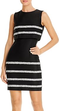 Sequin Stripe Popover Sheath Dress