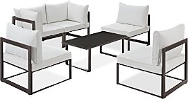 Fortuna 6 Piece Outdoor Patio Modular Sectional Sofa Set and Large Coffee Table
