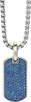 Streamline Tag Pendant with Pave Sapphires