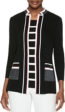Striped-Trim Knit Jacket
