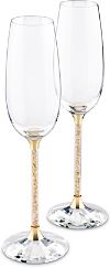 Crystalline Toasting Flutes, Gold Tone, Set of 2