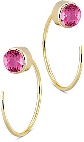 Pink Tourmaline Stud and Front Back Hoop Earrings in 14K Yellow Gold - 100% Exclusive