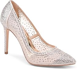 Weslee Embellished Satin & Mesh Pointed Toe Pumps