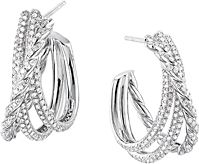 Paveflex Shrimp Earrings with Diamonds in 18K White Gold