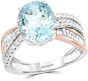 Aquamarine & Diamond Ring in 14K Rose Gold & 14k White Gold - 100% Exclusive