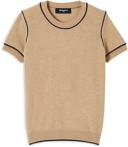 Contrast Piped Short Sleeve Sweater