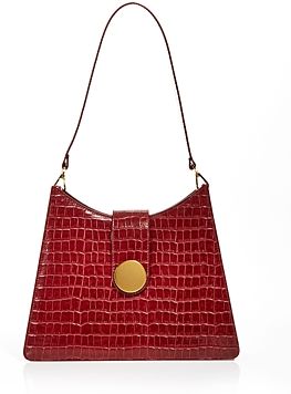 Cat Croc Embossed Leather Shoulder Bag