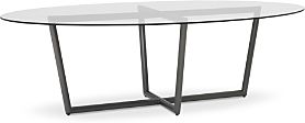 Modern Oval Tempered Glass Dining Table, 96 x 54