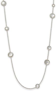 Sterling Silver Wonderland Multi-Round Stone Necklace in Mother-of-Pearl Doublet, 40