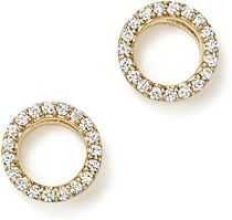 Diamond Circle Stud Earrings in 14K Yellow Gold, .20 ct. t.w. - 100% Exclusive