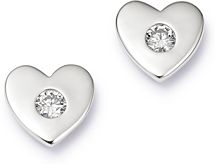 Diamond Heart Stud Earrings in 14K White Gold, 0.16 ct. t.w. - 100% Exclusive