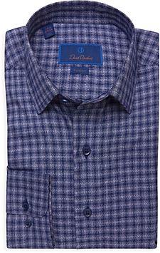 Heathered Check Fusion Trim Fit Dress Shirt