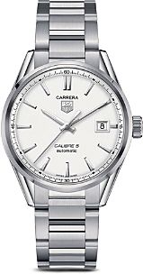 Carrera Calibre 5 Stainless Steel and Silver Dial Watch, 39mm