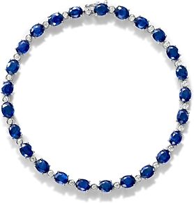 Sapphire & Diamond Tennis Bracelet in 14K White Gold - 100% Exclusive
