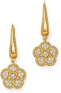 18K Yellow Gold Daisy Diamond Drop Earrings - 100% Exclusive
