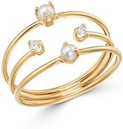 14k Gold Cultured Freshwater Pearl & Diamond Multi-Row Statement Ring