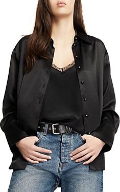 Satin Button Front Shirt