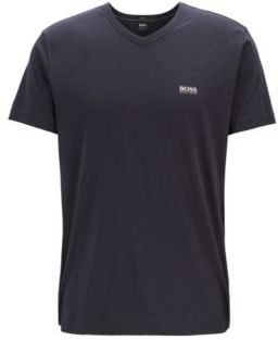 HUGO BOSS - Regular Fit V Neck T Shirt In Soft Cotton - Dark Blue