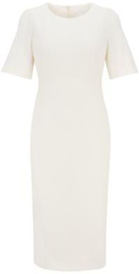 HUGO BOSS - Midi Length Dress In Double Faced Portuguese Stretch Fabric - White