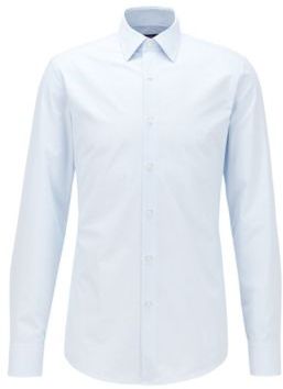 HUGO BOSS - Slim Fit Shirt In Micro Patterned Cotton - Light Blue