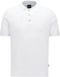 HUGO BOSS - Short Sleeved Sweater In Silk With Polo Collar - White