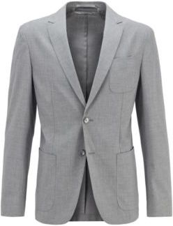 HUGO BOSS - Slim Fit Jacket In Stretch Fabric With Patch Pockets - Light Grey