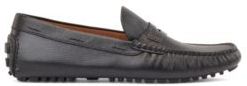 HUGO BOSS - Driver Moccasins In Grained Leather With Penny Trim - Black