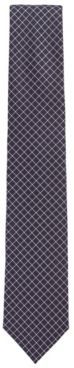 HUGO BOSS - Water Repellent Tie In Pure Silk With Geometric Pattern - Dark Blue