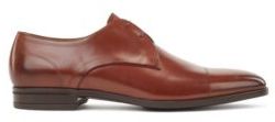 HUGO BOSS - Calf Leather Derby Shoes With Stitch Detailing - Light Brown