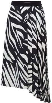 HUGO BOSS - Zebra Print Midi Skirt With Asymmetric Hem - Patterned
