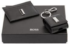 HUGO BOSS - Leather Card Holder And Headphone Case Gift Set - Black