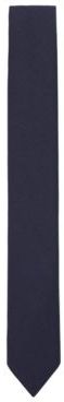 HUGO BOSS - Italian Made Tie In Solid Weave Stretch Yarn - Dark Blue