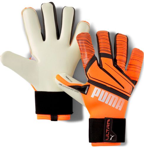 ULTRA Grip 1 Hybrid Pro Goalkeeper Gloves in Shocking Orange/White/Black, Size 10