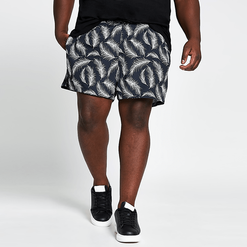 Mens Big and Tall navy feather print swim shorts