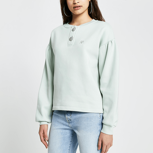 Green 'RVR' diamante button sweatshirt