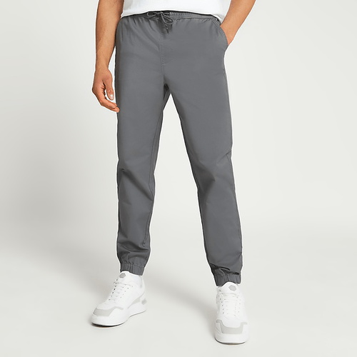 Mens Grey washed casual slim fit chinos