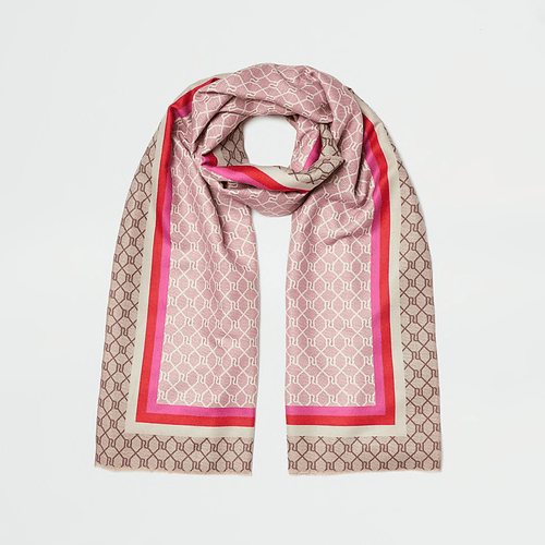 Pink border monogram print scarf'