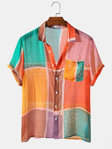 Uomo Multicolor Color Block Lightweight Casual Camicia