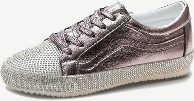 Scarpe casual piatte da donna con strass colore soild